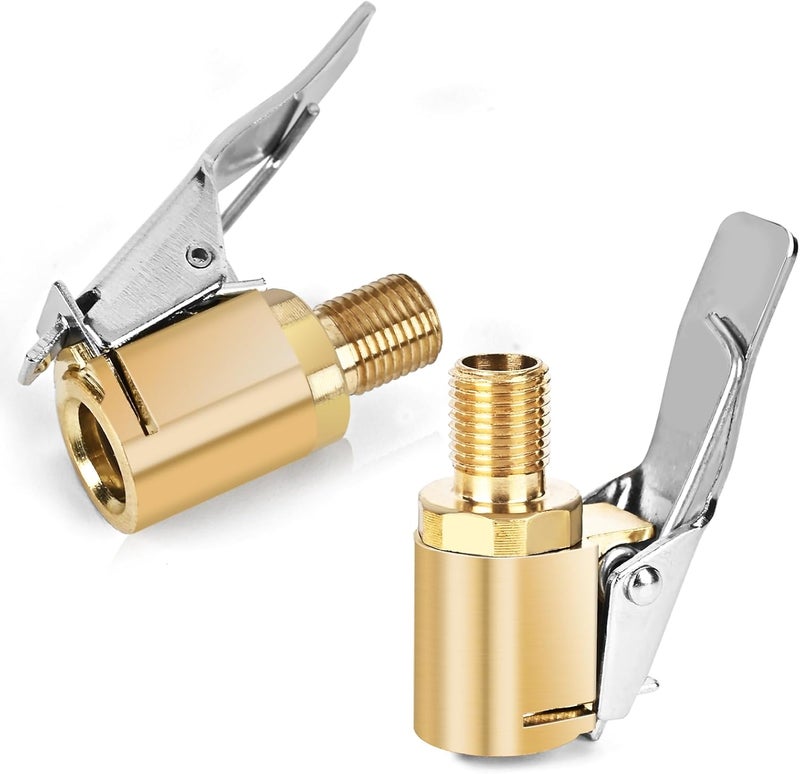 ptiysta 2pcs Locking Tire Air Chuck,Brass Tire Inflation Hose Adapter,Tire Nozzle With Tire Valve Threads,Unscrewed Connection Converted To Locking Connection,No Air Leakage On Chuck Air Compressor Pump Clip - Image 1